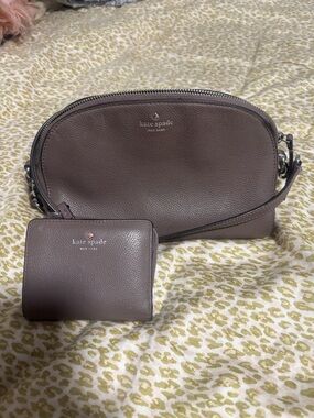 ♠️KATE SPADE ♠️ brown pebble leather crossbody bag with matching wallet NEW YORK